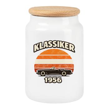 Chemise rétro vintage classique de 1956 - Boîte à biscuits avec couvercle en bois - blanc - Devant