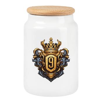 9 Number of Coats of Arms - Cookie Jar with Wooden Lid - white - Front