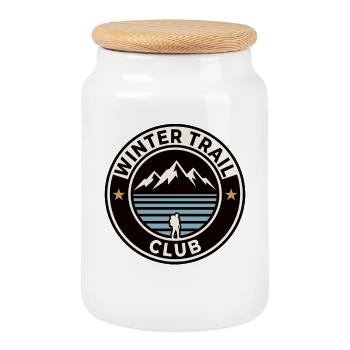 Winter Trail Club Berg Badge - Keksdose mit Holzdeckel - Weiß - Vorne