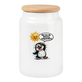 Chaleur disant l’humour du cadeau du pingouin - Boîte à biscuits avec couvercle en bois - blanc - Devant