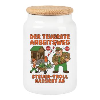 Le trajet le plus coûteux pour aller au travail - Boîte à biscuits avec couvercle en bois - blanc - Devant