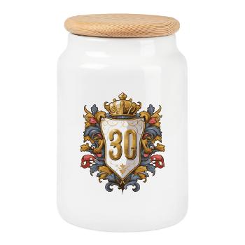 30 Number of Coats of Arms - Cookie Jar with Wooden Lid - white - Front