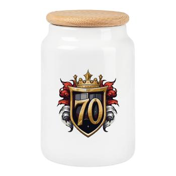 70 Number of Coats of Arms - Cookie Jar with Wooden Lid - white - Front