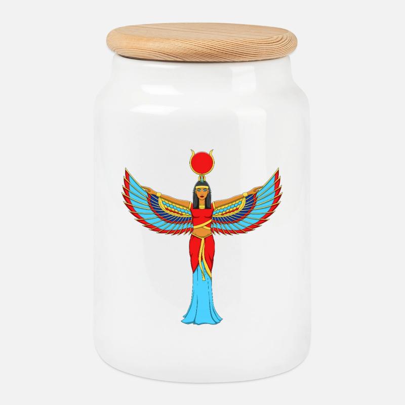 La déesse égyptienne Isis Art ailé - Boîte à biscuits avec couvercle en bois - blanc