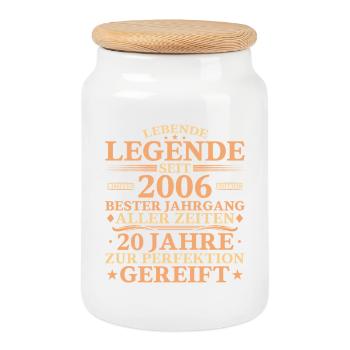 2006 Jahrgang geboren 20 Jahre Geburtstag - Keksdose mit Holzdeckel - Weiß - Vorne