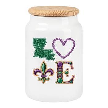 T-shirt Mardi Gras Louisiana – Carnival Love - Boîte à biscuits avec couvercle en bois - blanc - Devant