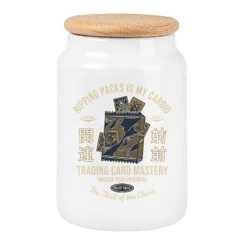 Ripping Packs Is My Cardio Trading Card Mastery - Cookie Jar with Wooden Lid - white - Front