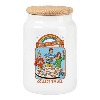 Reiß das Pack auf, mach dich bereit, sie zu enthüllen, sammle sie alle - Keksdose mit Holzdeckel - Weiß - Vorne