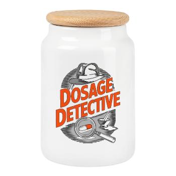 Étudiant pharmacien vivant la pilule pharmaceutique - Boîte à biscuits avec couvercle en bois - blanc - Devant