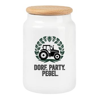 VILLAGE. PARTY. LEVEL. Tractor Village Children Farmers - Cookie Jar with Wooden Lid - white - Front