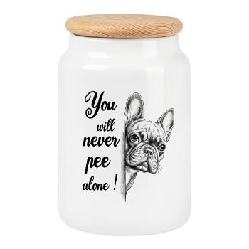  You Will Never Pee Alone Französische Bulldogge - Keksdose mit Holzdeckel - Weiß - Vorne