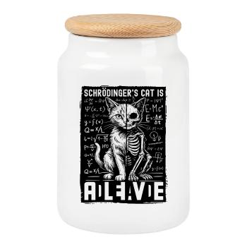 Schrödingers Cat Is Alive Dead - Keksdose mit Holzdeckel - Weiß - Vorne
