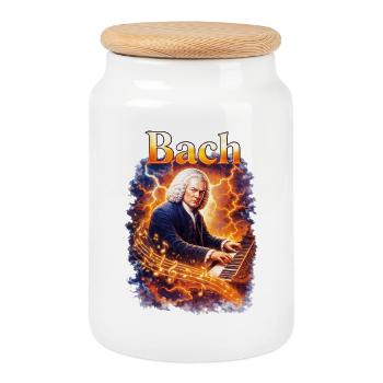 Bach Feuerklang am Klavier - Keksdose mit Holzdeckel - Weiß - Vorne