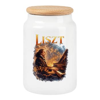 LISZT Fire Melodies au piano - Boîte à biscuits avec couvercle en bois - blanc - Devant