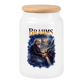 Brahms Piano Storm - Cookie Jar with Wooden Lid - white - Front