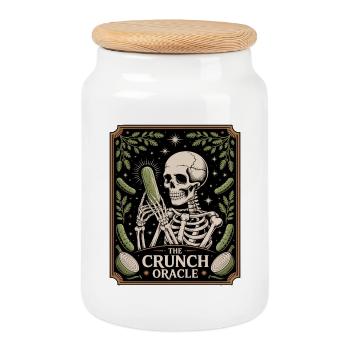 Le croquant squelette d’oracle avec humour concombre - Boîte à biscuits avec couvercle en bois - blanc - Devant