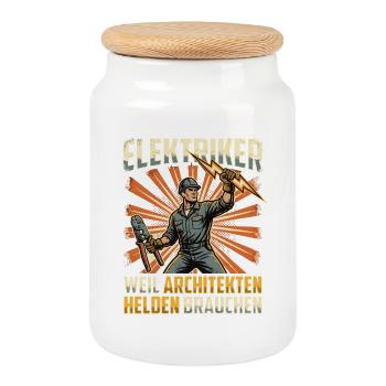 T-shirt d’électricien pour Craftsman Heroes - Boîte à biscuits avec couvercle en bois - blanc - Devant