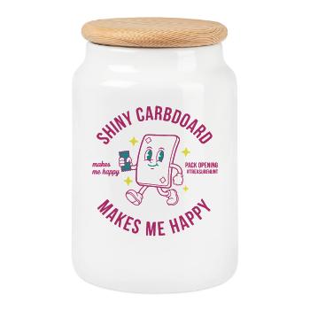 Shiny Cardboard Makes Me Happy Pack Opening - Cookie Jar with Wooden Lid - white - Front