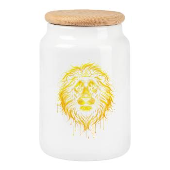 Royal Lion Gold King - Cookie Jar with Wooden Lid - white - Front