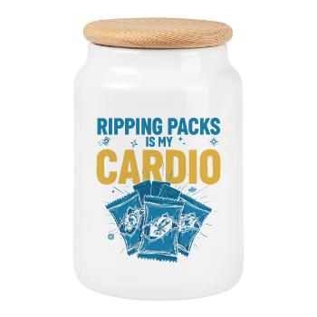 Déchirer les packs est mon booster cardio pour les cartes à collectionner - Boîte à biscuits avec couvercle en bois - blanc - Devant