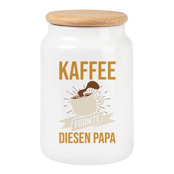 Coffee Father Father's Day Dad - Cookie Jar with Wooden Lid - white - Front