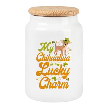 Chihuahua Chihuahueño St Patricks - Cookie Jar with Wooden Lid - white - Front