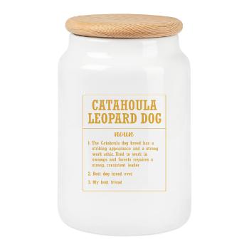 Catahoula Dog - Cookie Jar with Wooden Lid - white - Front
