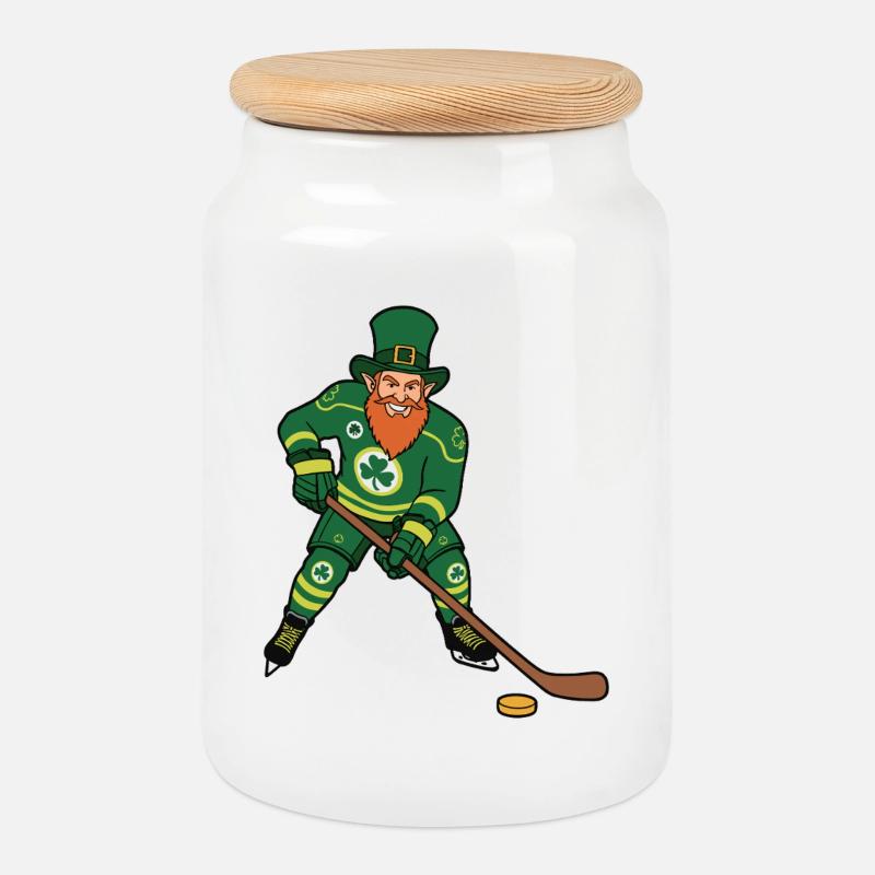 Hockey St. Patricks Tag - Keksdose mit Holzdeckel - Weiß