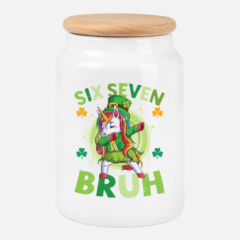 Einhorn-St. Patrick's Day - Keksdose mit Holzdeckel - Weiß