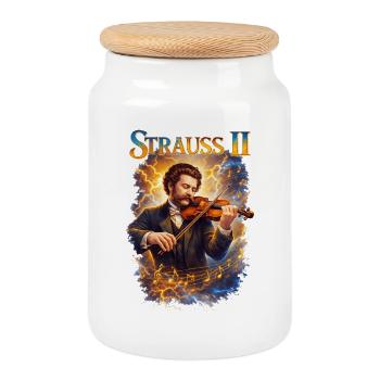 Violon feuergeiste Strauss II - Boîte à biscuits avec couvercle en bois - blanc - Devant