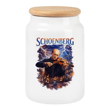 Violin in the Storm: Lightning Music - Cookie Jar with Wooden Lid - white - Front