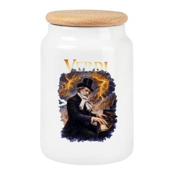 Verdi Piano Storm - Boîte à biscuits avec couvercle en bois - blanc - Devant