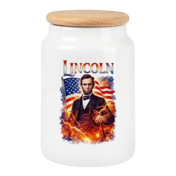 Lincolns Flammendes Freiheitsbild - Keksdose mit Holzdeckel - Weiß - Vorne