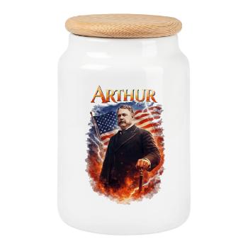 Arthur Tempête patriotique - Boîte à biscuits avec couvercle en bois - blanc - Devant