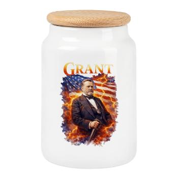 Héros de guerre avec drapeau de Firestorm - Boîte à biscuits avec couvercle en bois - blanc - Devant
