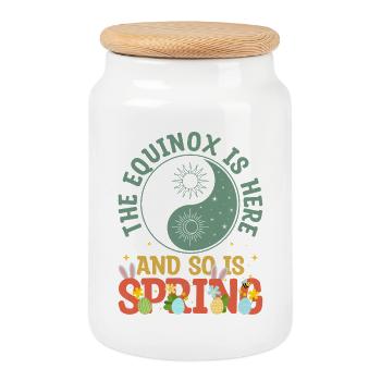 L’équinoxe est arrivé et le printemps aussi - Boîte à biscuits avec couvercle en bois - blanc - Devant