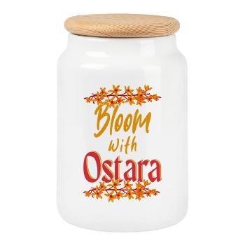 Bloom With Ostara Happy Easter Spring Equinox - Cookie Jar with Wooden Lid - white - Front