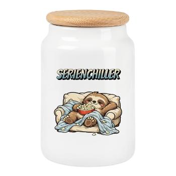 Sloth Series Chiller Saying Loafers - Cookie Jar with Wooden Lid - white - Front