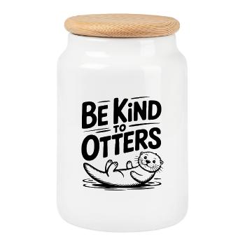 Be Kind to Otters - Cookie Jar with Wooden Lid - white - Front