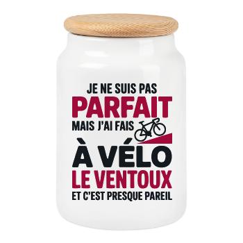 I did the Ventoux by bike bike bike gift cyclist - Cookie Jar with Wooden Lid - white - Front