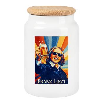 Franz Liszt Pop Art Toast Tee - Keksdose mit Holzdeckel - Weiß - Vorne