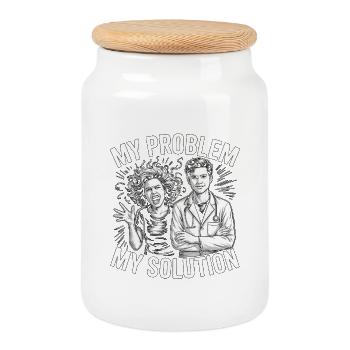 Pharmacist Student My Problem My Pictogram Dad - Cookie Jar with Wooden Lid - white - Front
