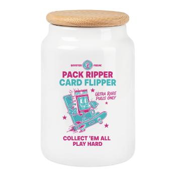 Pack Ripper Card Flipper Ultra Rare Pulls Trading - Cookie Jar with Wooden Lid - white - Front
