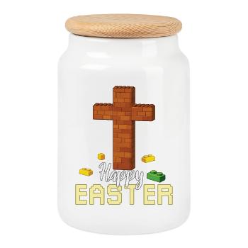 Meisterbaumeister Ziegelbauer Kreuz Frohe Ostern - Keksdose mit Holzdeckel - Weiß - Vorne