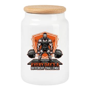 Weightlifters, bodybuilders, weight training, fitness - Cookie Jar with Wooden Lid - white - Front