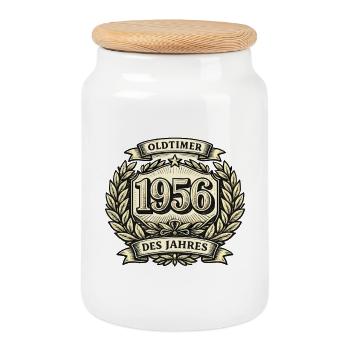 Classic cars 1956 of the year | Vintage Birthday Shir - Cookie Jar with Wooden Lid - white - Front
