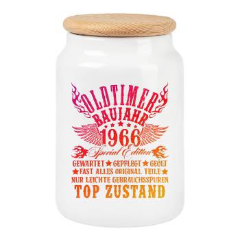 60th Birthday 60 Years Decoration 1965 Gift Funny - Cookie Jar with Wooden Lid - white - Front