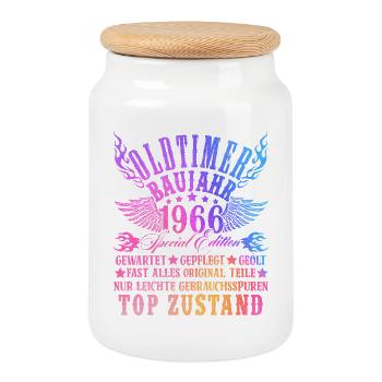 60th Birthday 60 Years Decoration 1965 Gift Funny - Cookie Jar with Wooden Lid - white - Front