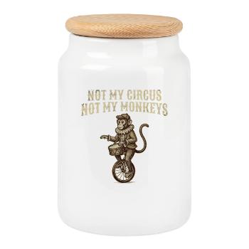 Not my circus, not my monkeys - Cookie Jar with Wooden Lid - white - Front