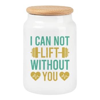 Fitness Motivation Bodybuilder I Can Not Lift - Keksdose mit Holzdeckel - Weiß - Vorne